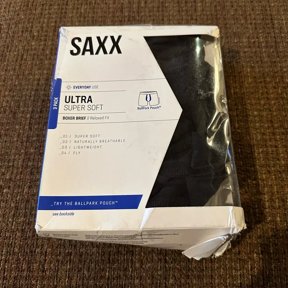 SAXX men’s Ultra Super Soft Black Boxer Briefs Regular Fit 2 Pairs Only